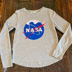 H&M Kids Girls Gray NASA Long Sleeve Shirt Sz 14